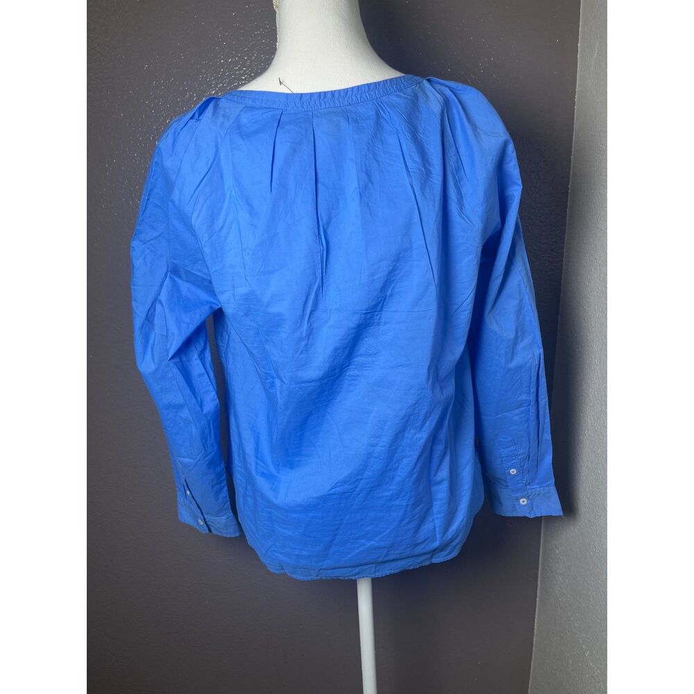 TALBOTS 100% COTTON SIZE MEDIUM PETITE BLOUSE POPLIN TOP BLUE NWOT - Picture 6 of 6